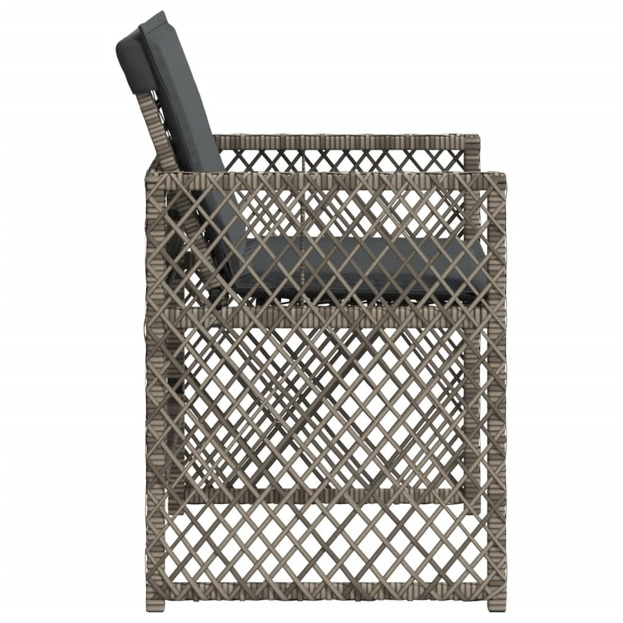 Tuinstoelen 4 st met kussens poly rattan grijs