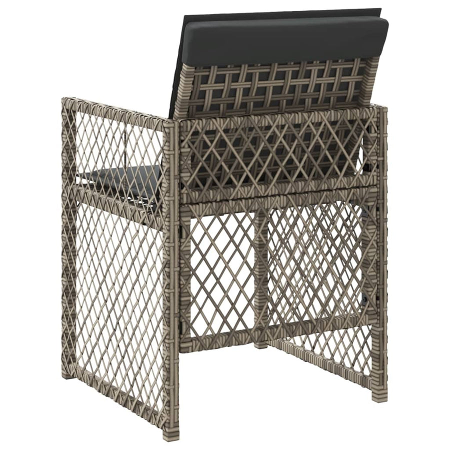 Tuinstoelen 4 st met kussens poly rattan grijs