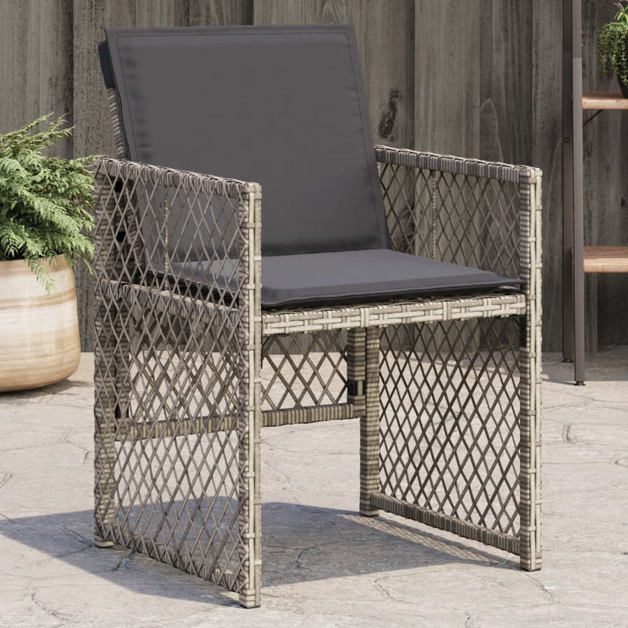 Tuinstoelen 4 st met kussens poly rattan grijs