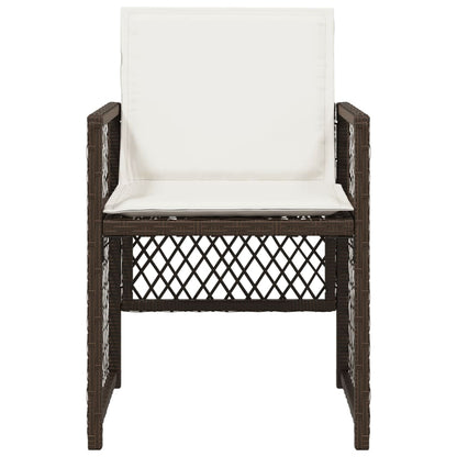 Tuinstoelen 4 st met kussens poly rattan bruin