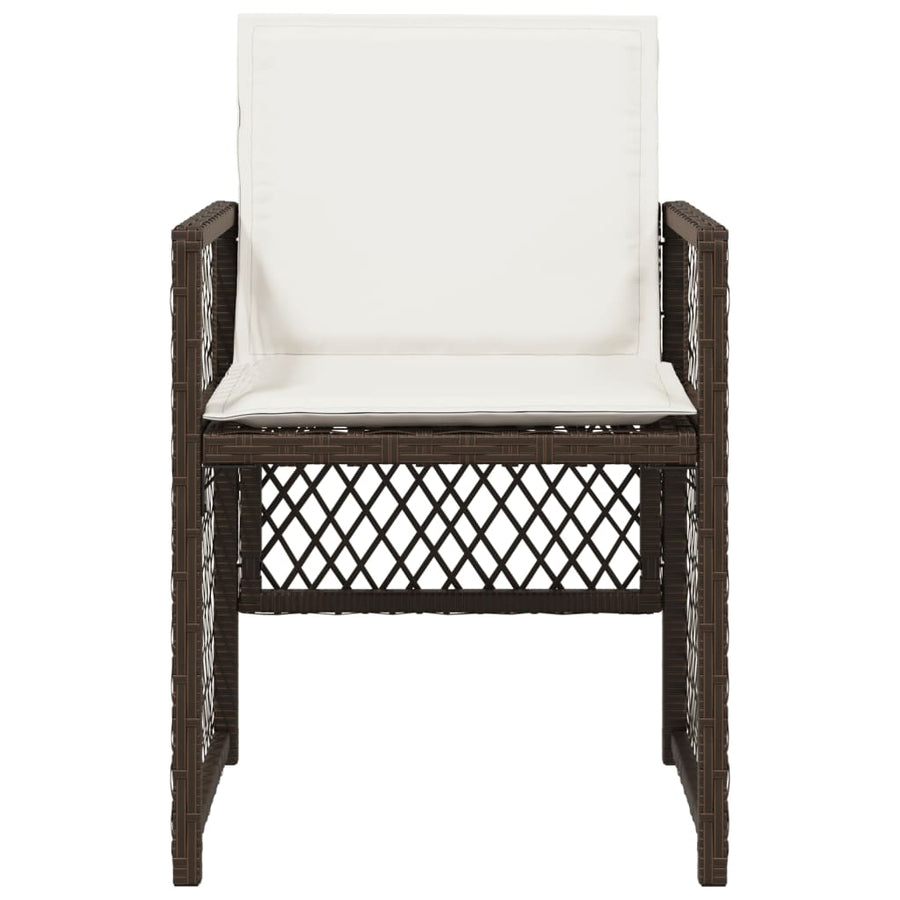 Tuinstoelen 4 st met kussens poly rattan bruin