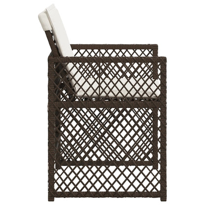 Tuinstoelen 4 st met kussens poly rattan bruin