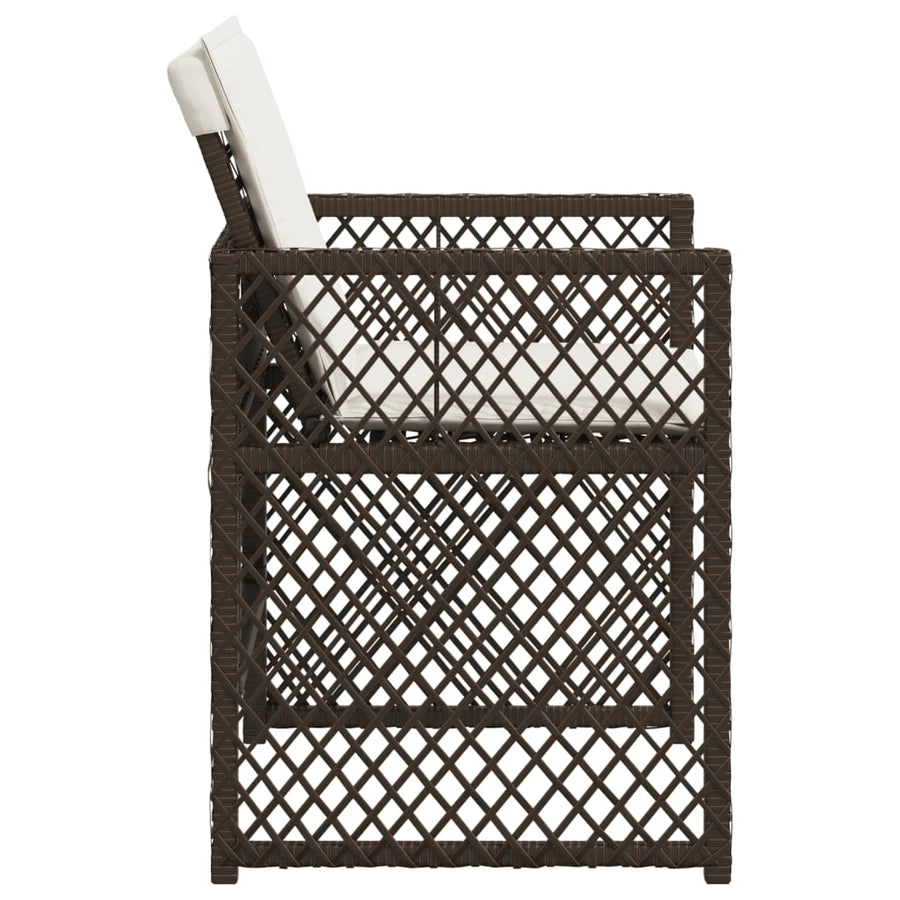 Tuinstoelen 4 st met kussens poly rattan bruin