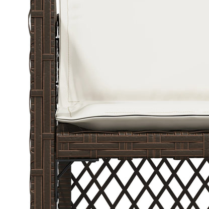 Tuinstoelen 4 st met kussens poly rattan bruin