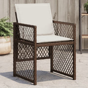 Tuinstoelen 4 st poly rattan bruin met kussens