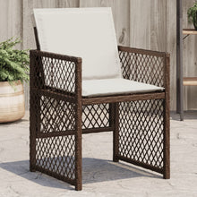 Tuinstoelen 4 st met kussens poly rattan bruin