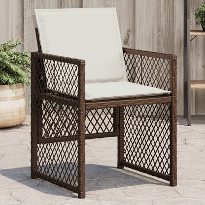 Tuinstoelen 4 st met kussens poly rattan bruin
