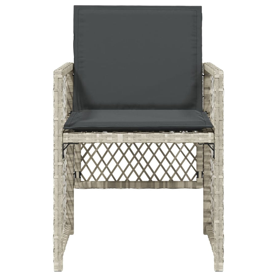 Tuinstoelen 4 st met kussens poly rattan lichtgrijs