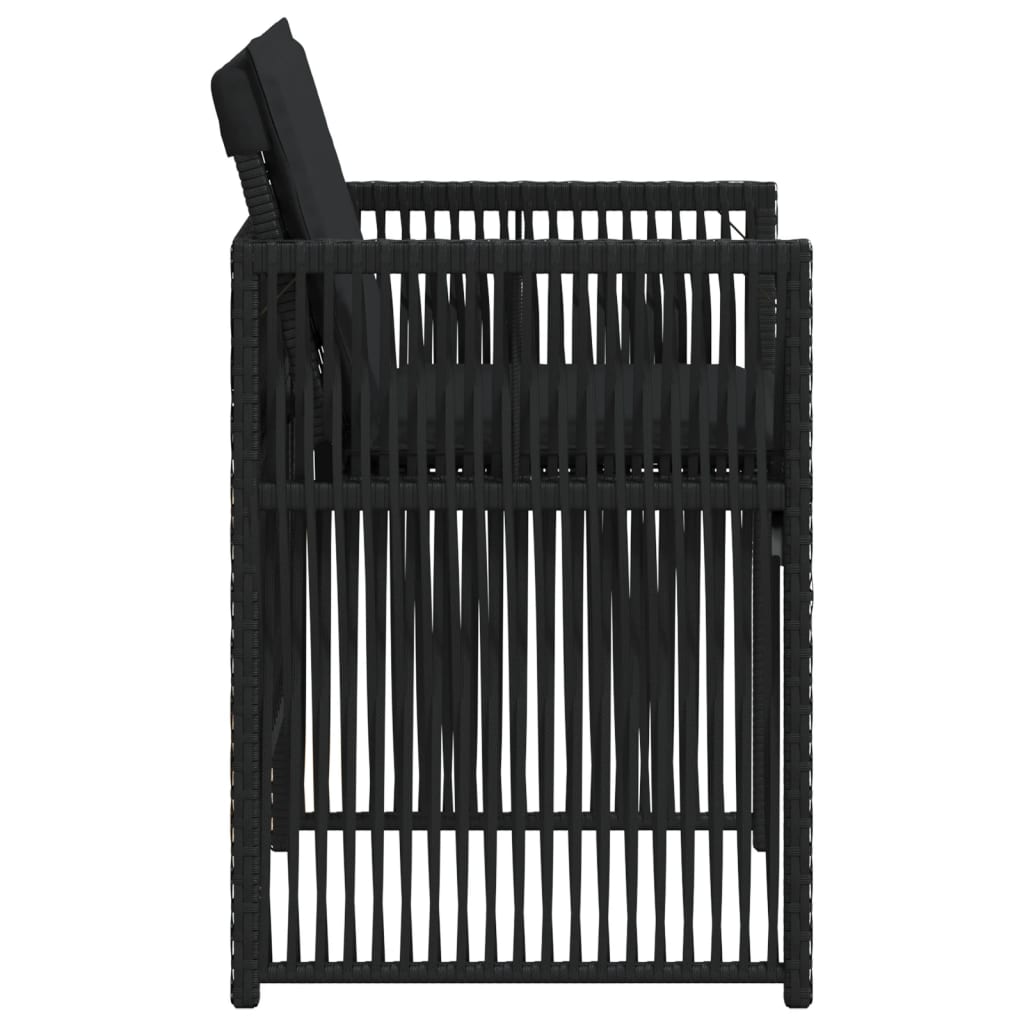 Tuinstoelen 4 st met kussens poly rattan zwart