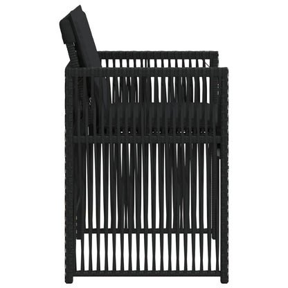 Tuinstoelen 4 st met kussens poly rattan zwart