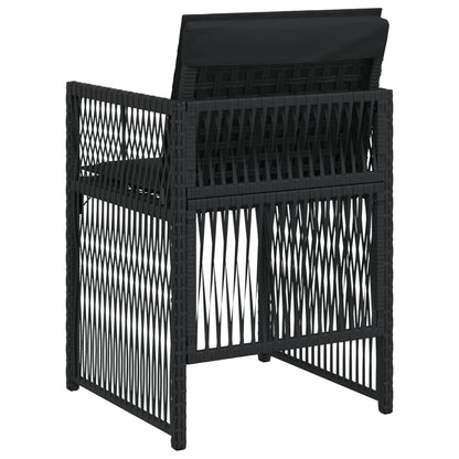 Tuinstoelen 4 st met kussens poly rattan zwart