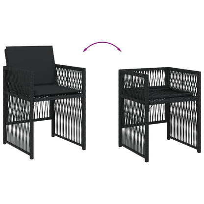 Tuinstoelen 4 st met kussens poly rattan zwart