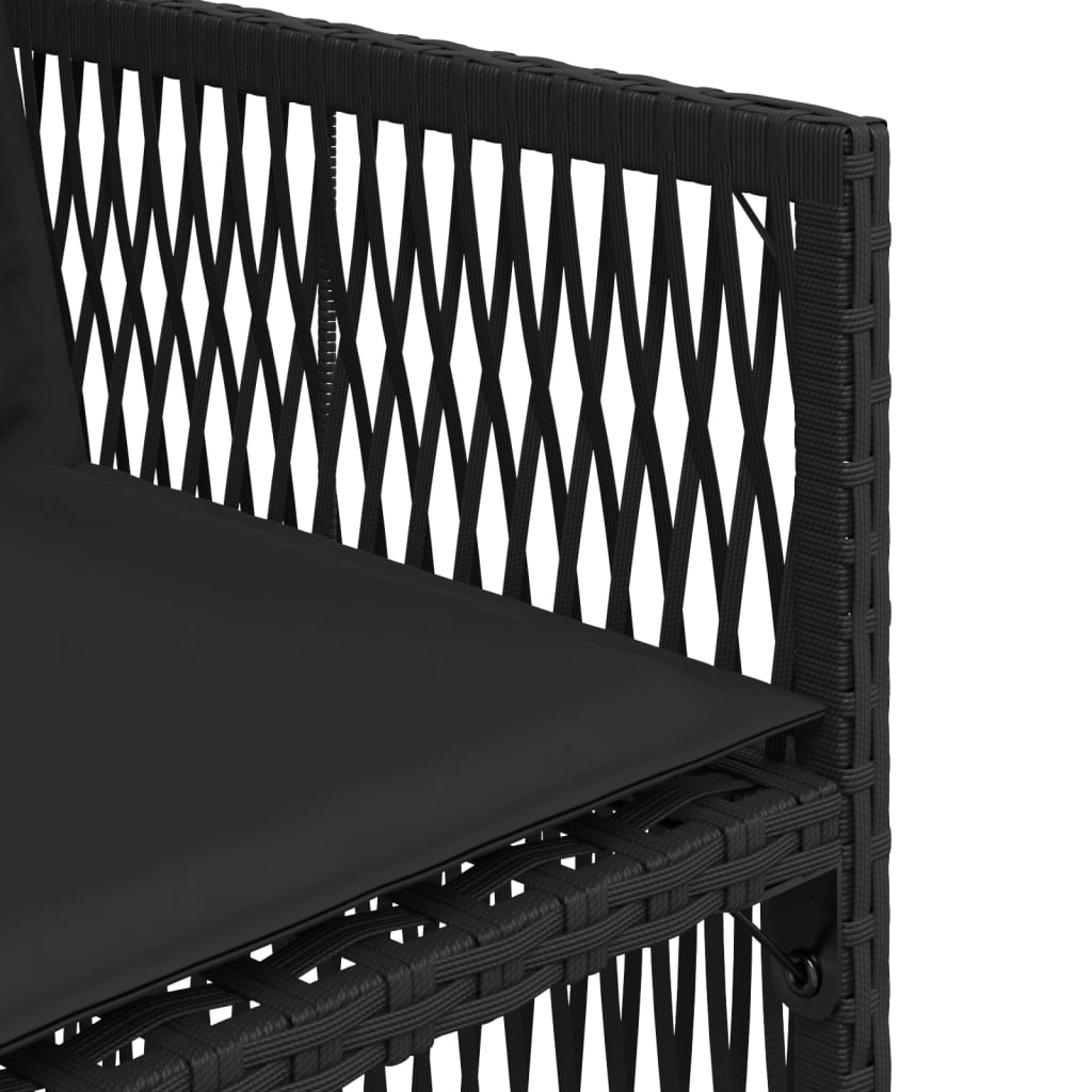 Tuinstoelen 4 st met kussens poly rattan zwart
