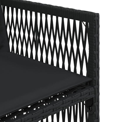 Tuinstoelen 4 st met kussens poly rattan zwart