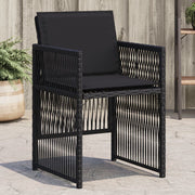 Tuinstoelen 4 st poly rattan zwart met kussens