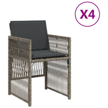 Tuinstoelen 4 st met kussens poly rattan grijs