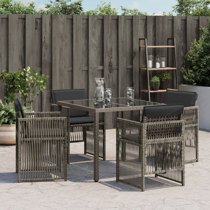 Tuinstoelen 4 st met kussens poly rattan grijs