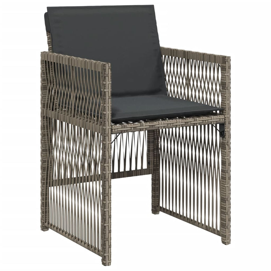 Tuinstoelen 4 st met kussens poly rattan grijs