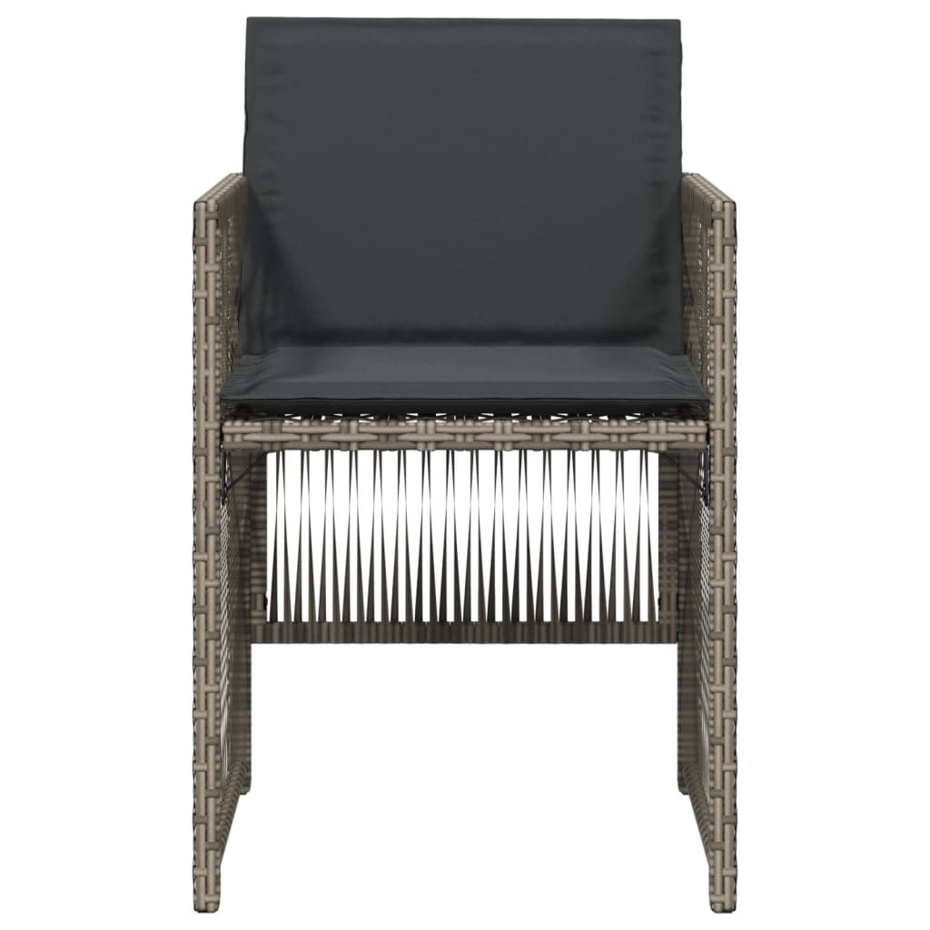 Tuinstoelen 4 st met kussens poly rattan grijs