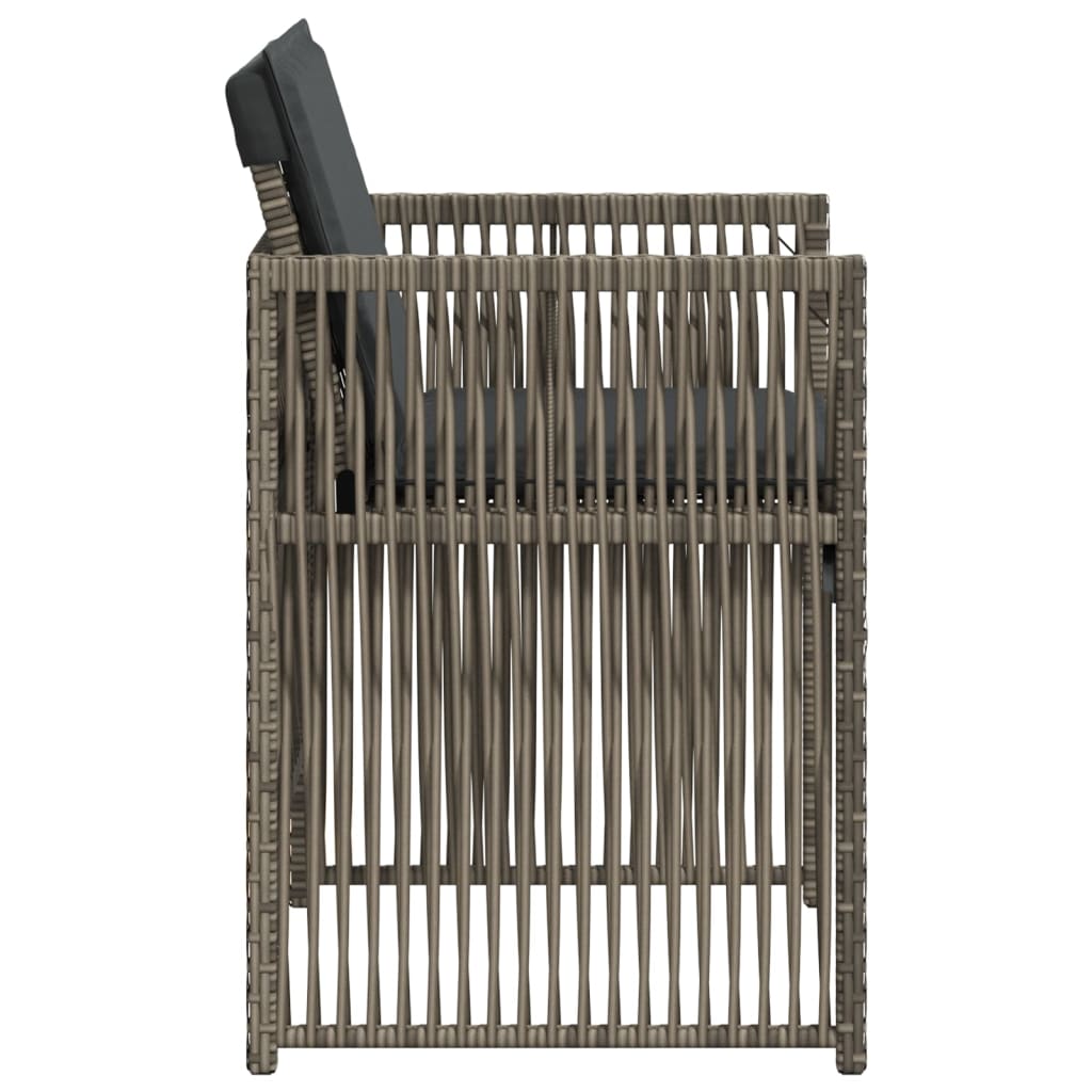Tuinstoelen 4 st met kussens poly rattan grijs