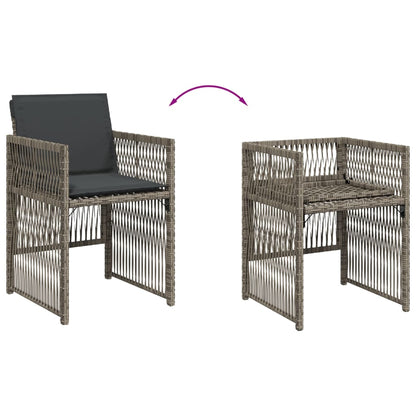 Tuinstoelen 4 st met kussens poly rattan grijs