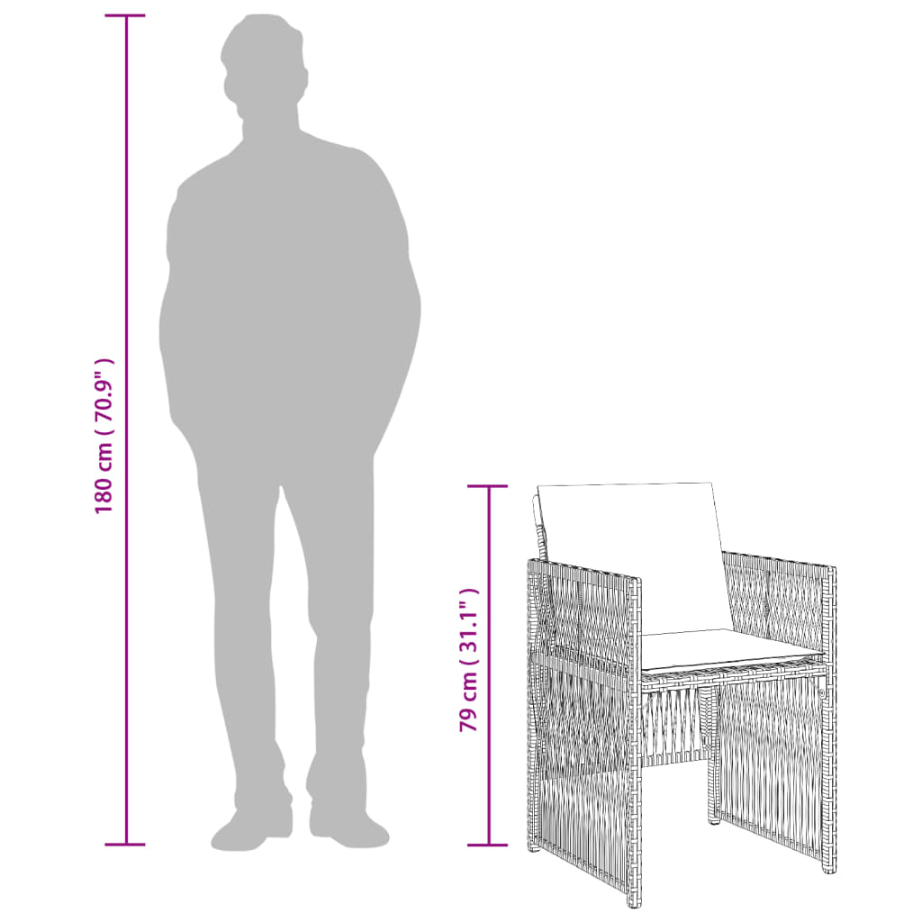 Tuinstoelen 4 st met kussens poly rattan grijs
