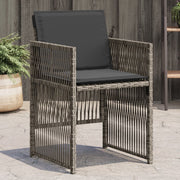 Tuinstoelen 4 st poly rattan grijs met kussens