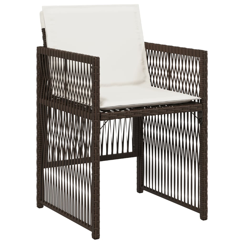 Tuinstoelen 4 st met kussens poly rattan bruin