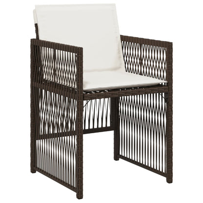 Tuinstoelen 4 st met kussens poly rattan bruin