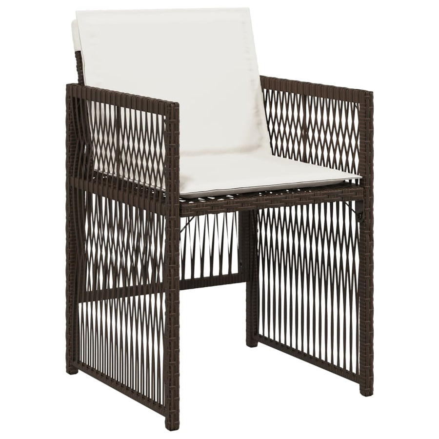 Tuinstoelen 4 st met kussens poly rattan bruin
