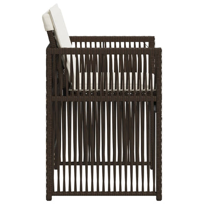 Tuinstoelen 4 st met kussens poly rattan bruin