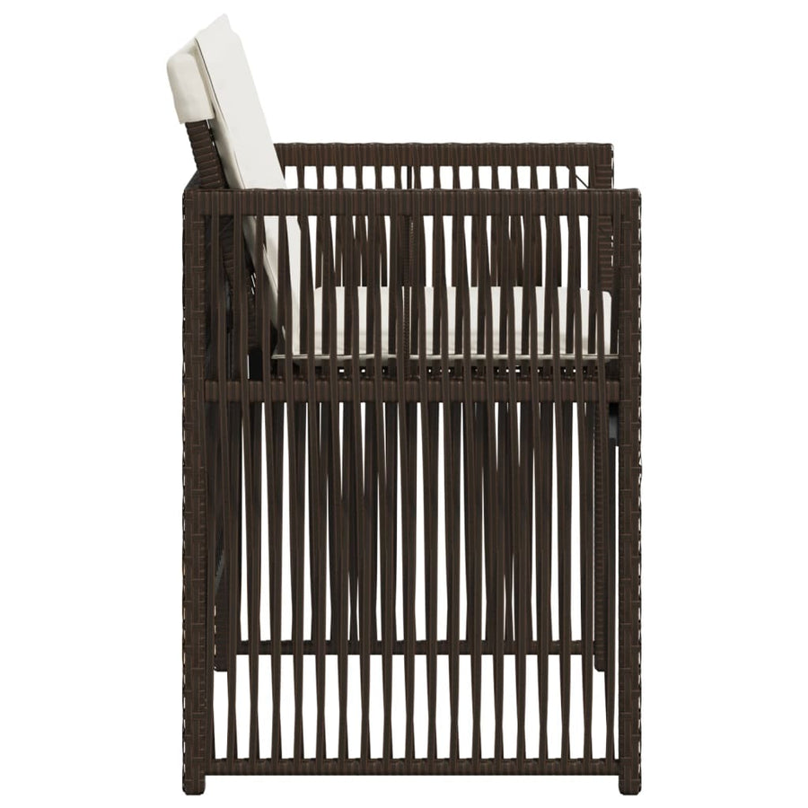 Tuinstoelen 4 st met kussens poly rattan bruin