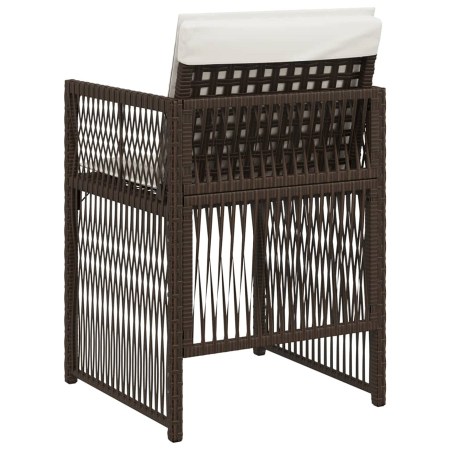 Tuinstoelen 4 st met kussens poly rattan bruin