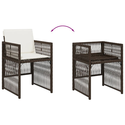 Tuinstoelen 4 st met kussens poly rattan bruin