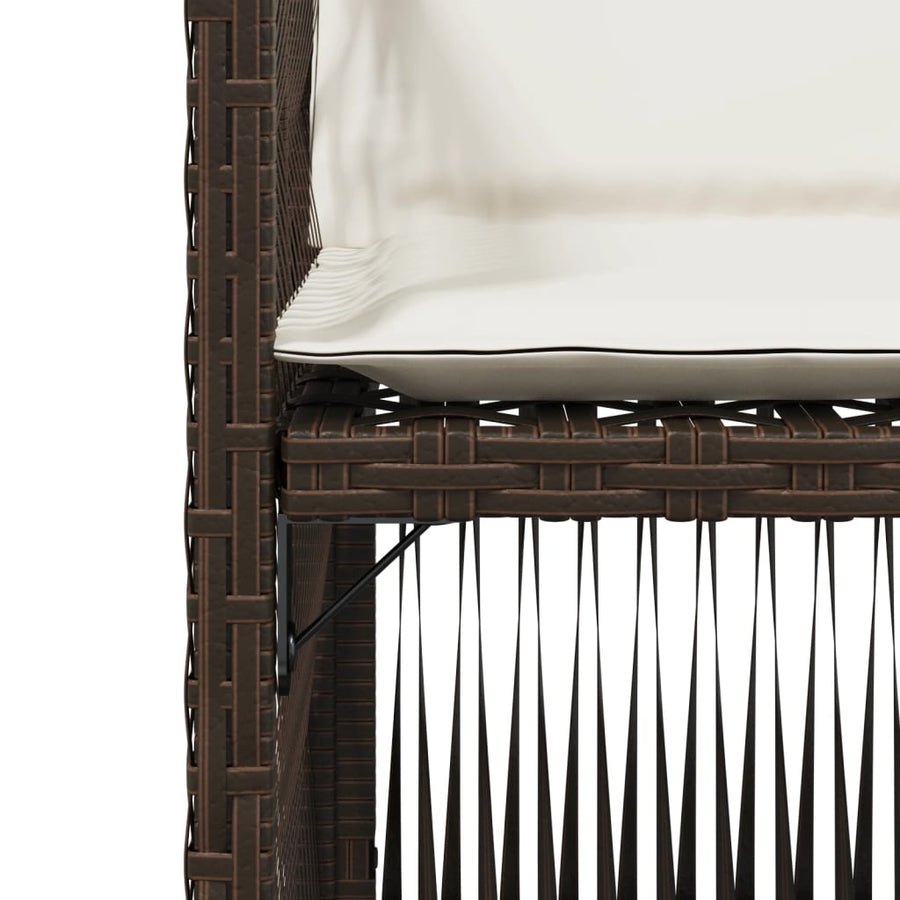 Tuinstoelen 4 st met kussens poly rattan bruin