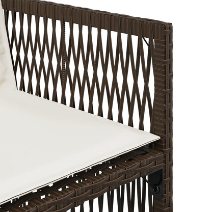 Tuinstoelen 4 st met kussens poly rattan bruin