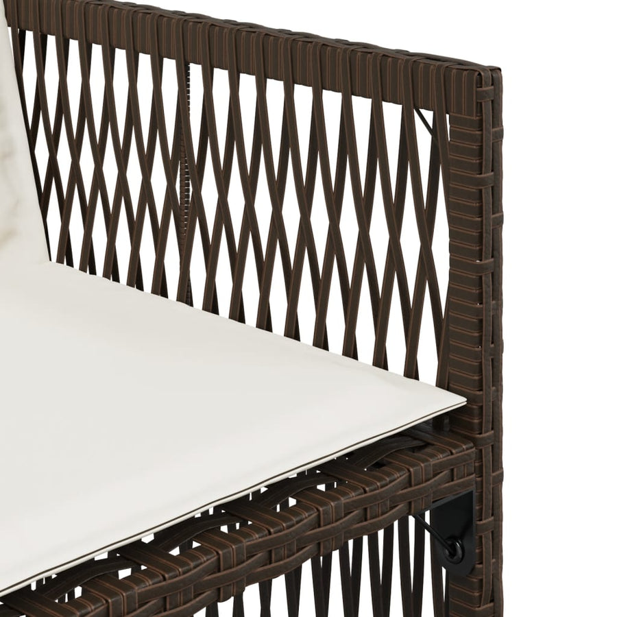 Tuinstoelen 4 st met kussens poly rattan bruin