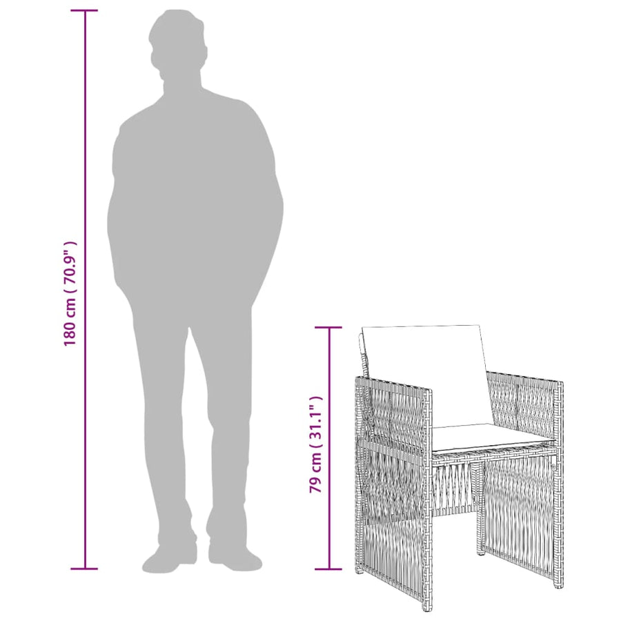 Tuinstoelen 4 st met kussens poly rattan bruin