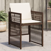 Tuinstoelen 4 st poly rattan bruin met kussens