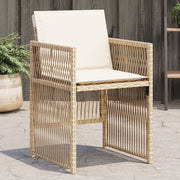 Tuinstoelen 4 st poly rattan beige met kussens