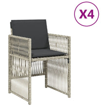 Tuinstoelen 4 st met kussens poly rattan lichtgrijs
