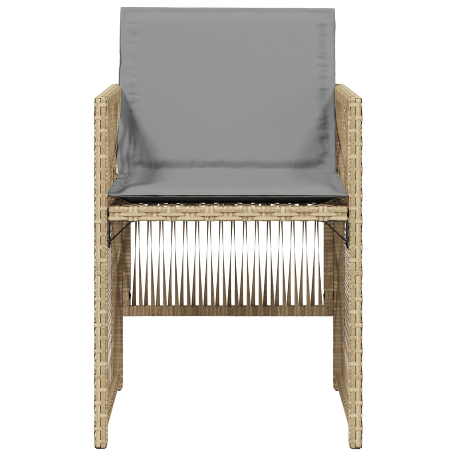 Tuinstoelen 4 st met kussens poly rattan gemengd beige