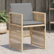 Tuinstoelen 4 stuks poly rattan gemengd beige met kussens