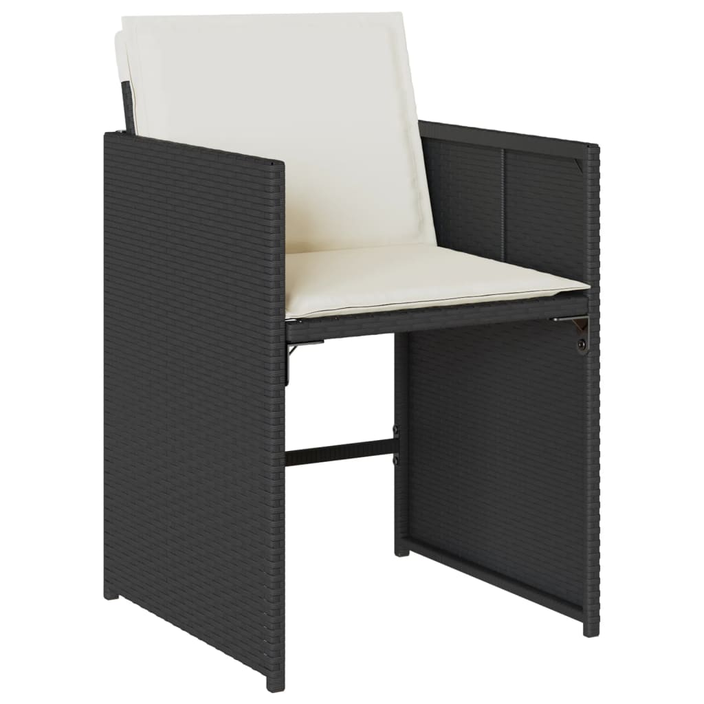 Tuinstoelen 4 st met kussens poly rattan zwart