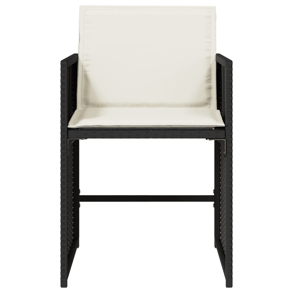 Tuinstoelen 4 st met kussens poly rattan zwart