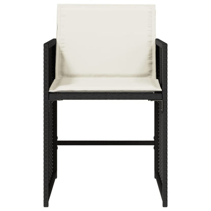 Tuinstoelen 4 st met kussens poly rattan zwart