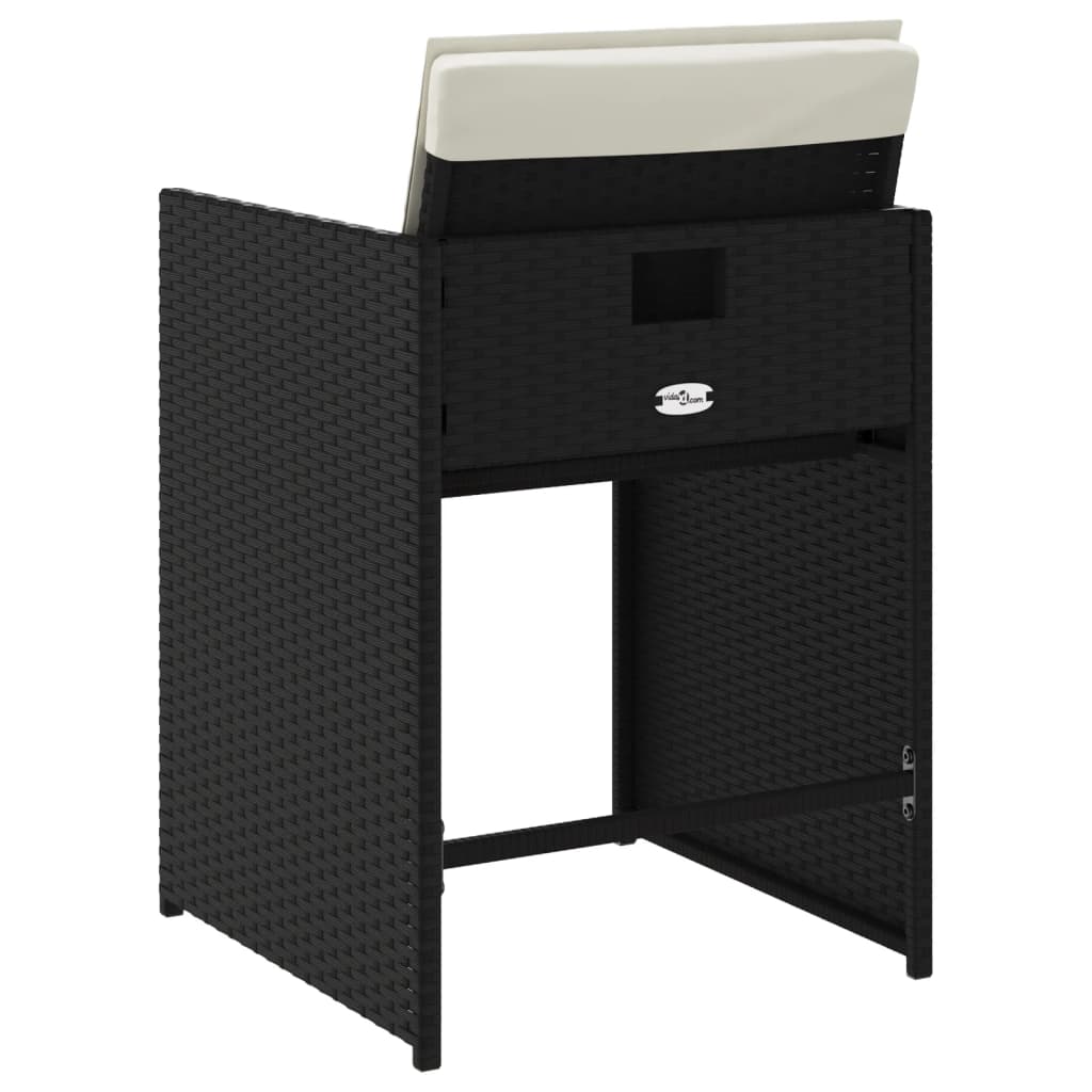 Tuinstoelen 4 st met kussens poly rattan zwart