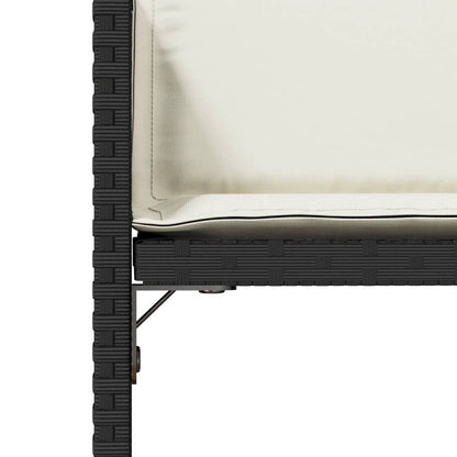 Tuinstoelen 4 st met kussens poly rattan zwart