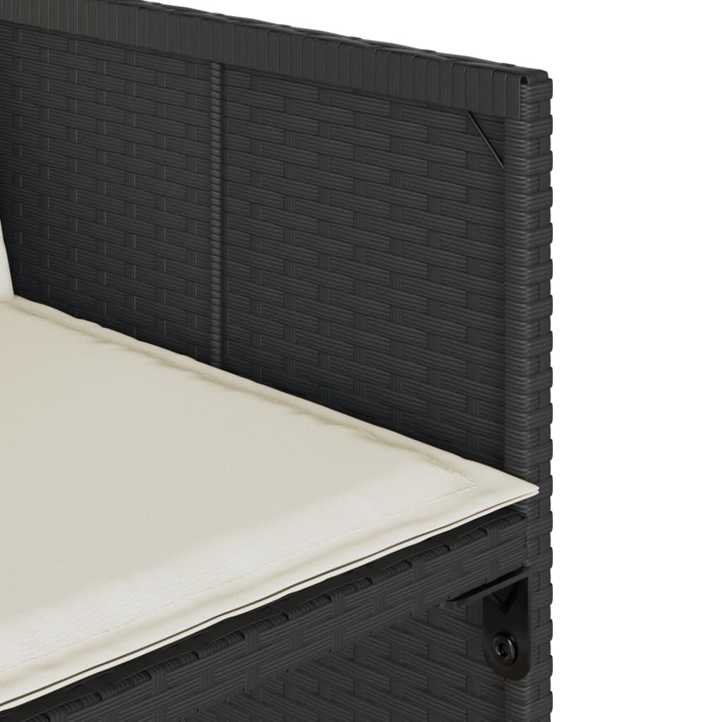 Tuinstoelen 4 st met kussens poly rattan zwart