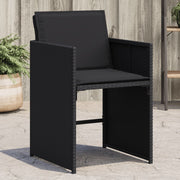 Tuinstoelen 4 st poly rattan zwart met kussens